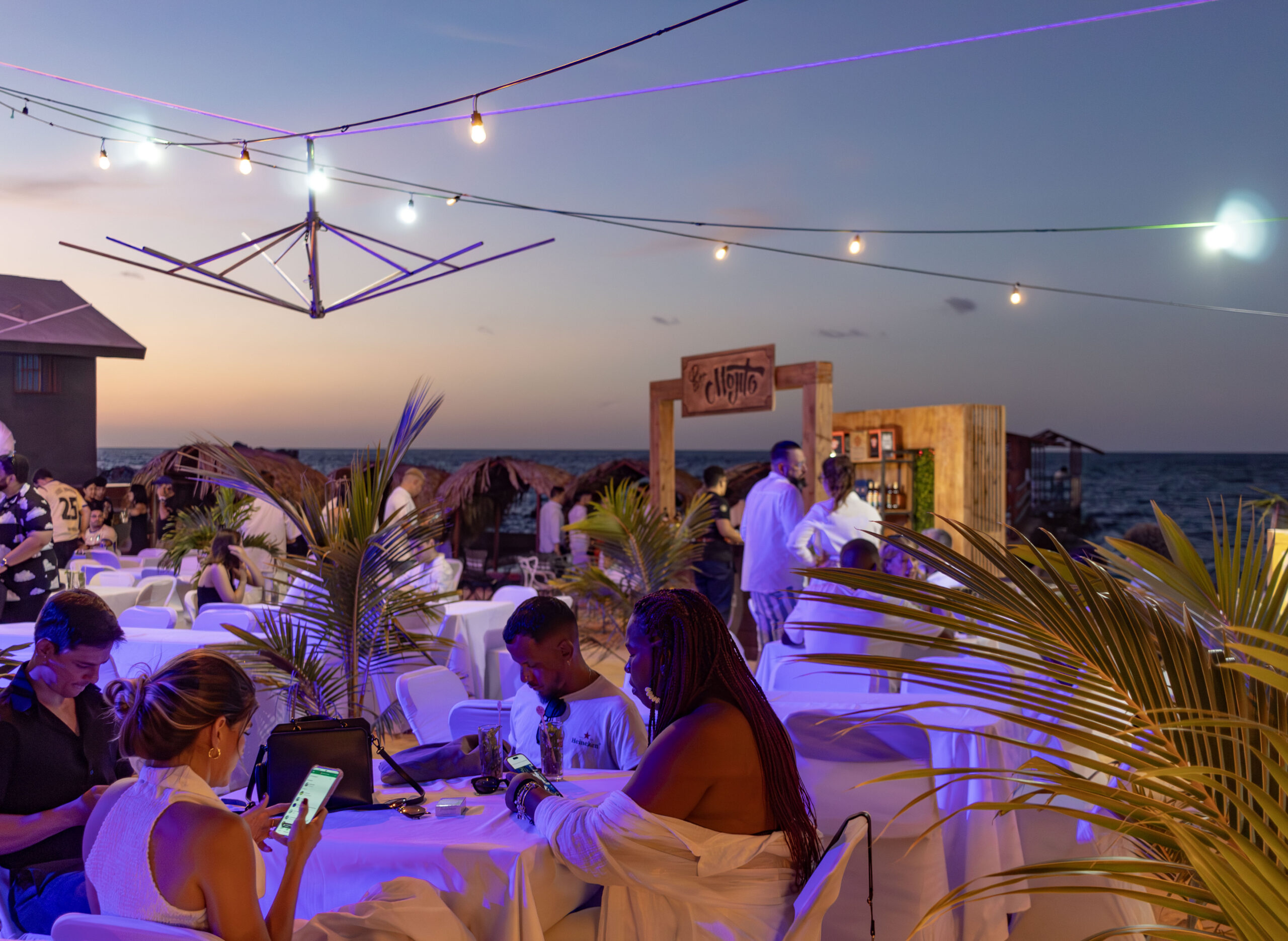 fiesta en la playa de noche